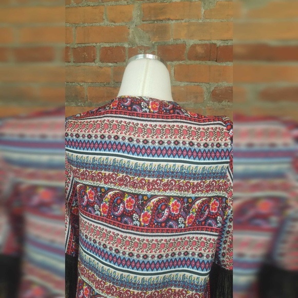 Love Tease Women's Kimono Top Multicolor Black - Picture 3 of 7